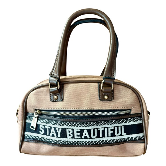 Bosalina Handbags - Tan and Black Structured Shoulder/Crossbody Bag